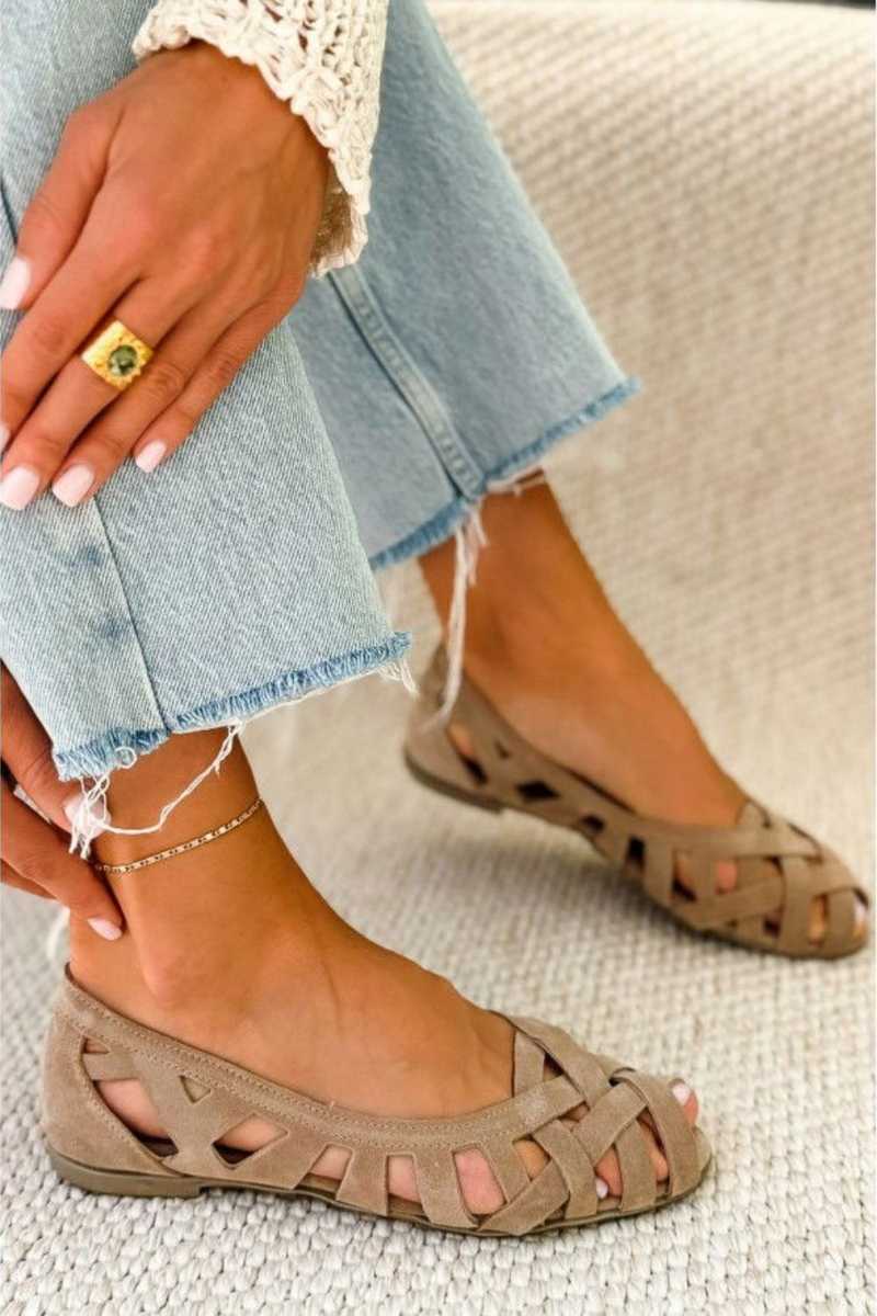Sandales plates Femme Tressées Bout Ouvert