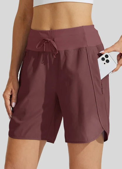 Short sport Femme Taille haute Cordon Poches
