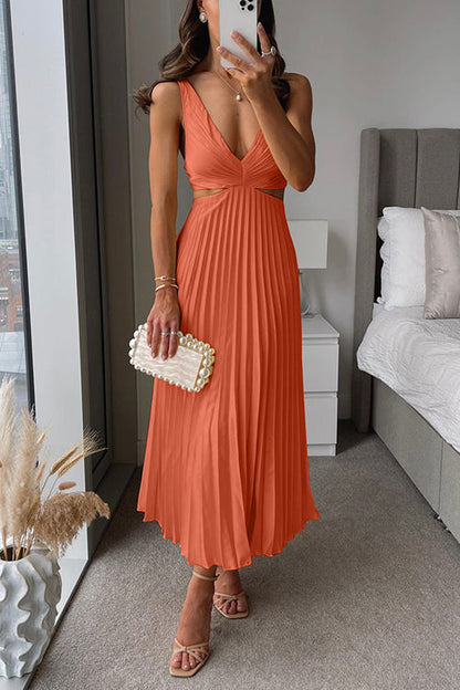 Robe de Soirée Satinée Décolletée avec Ceinture Taille Cintrée