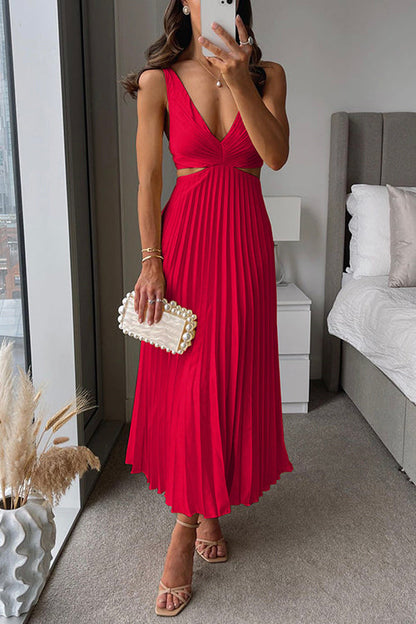 Robe de Soirée Satinée Décolletée avec Ceinture Taille Cintrée