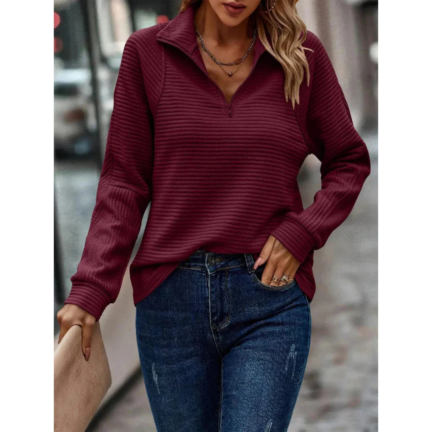Pull Femme Hiver Col Zippé