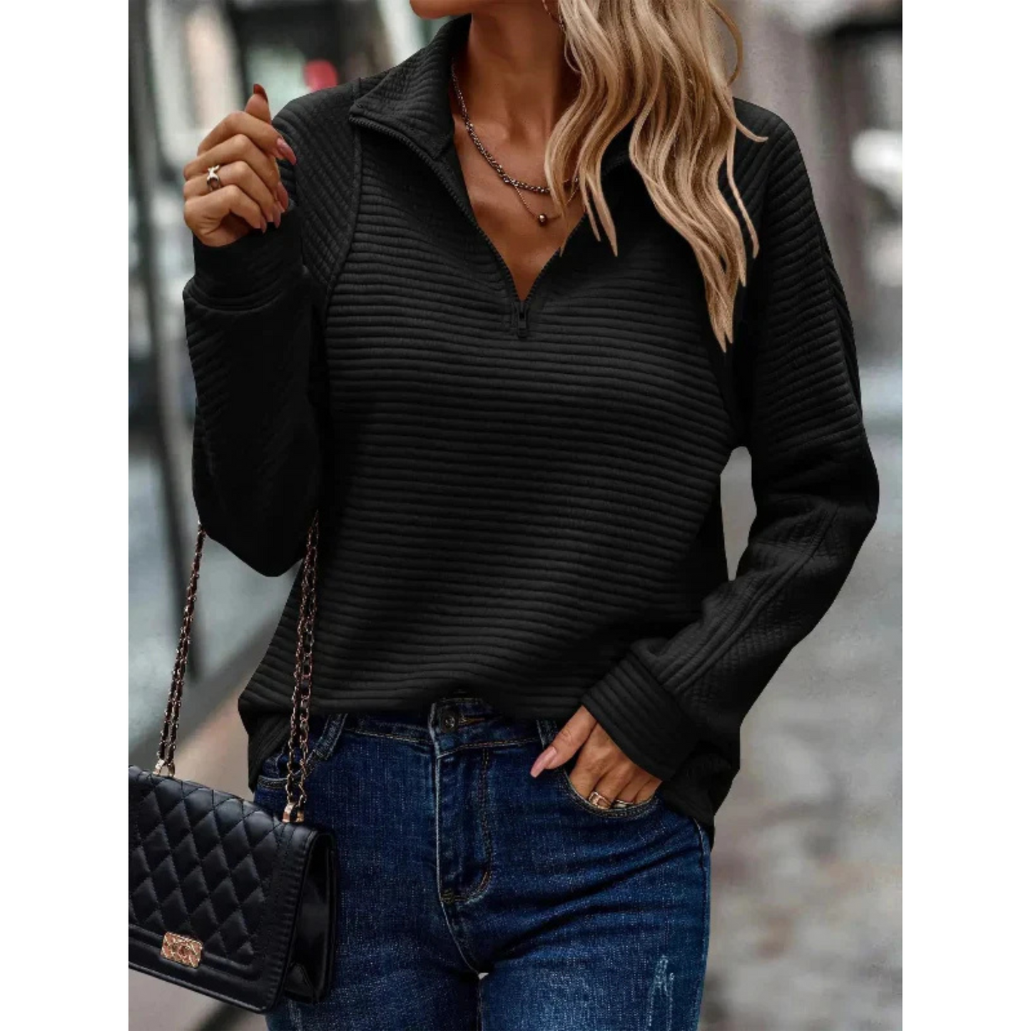 Pull Femme Col Montant Zippé Chaud Hiver