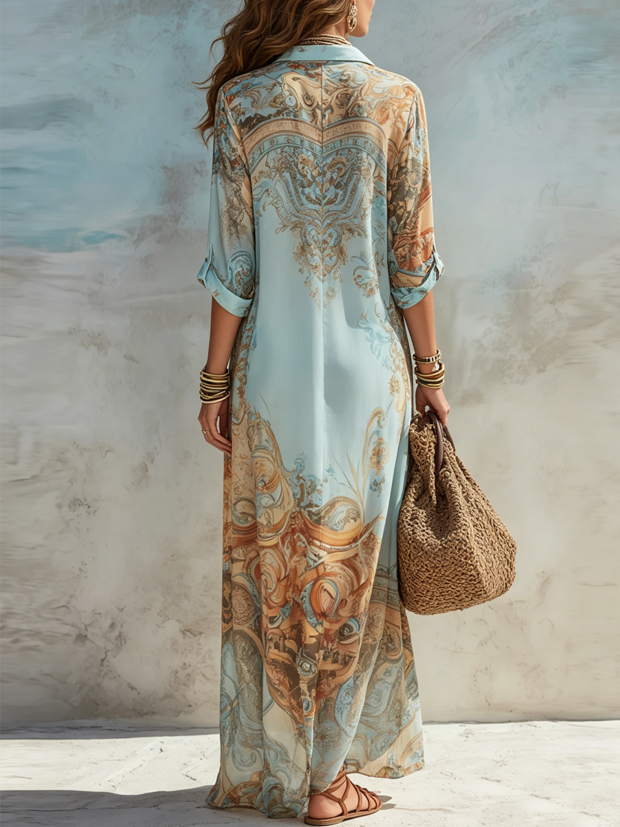 Robe Chemise Longue Femme Fluide Coupe Ample