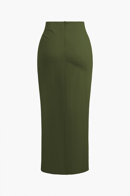 Robe mi-longue Élégante Plissée avec Fente