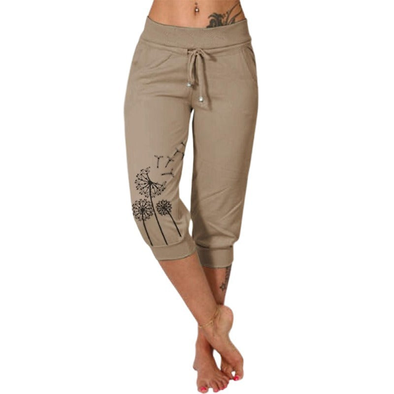 Pantalon de sport femme 7/8 imprimé fleurs colorés