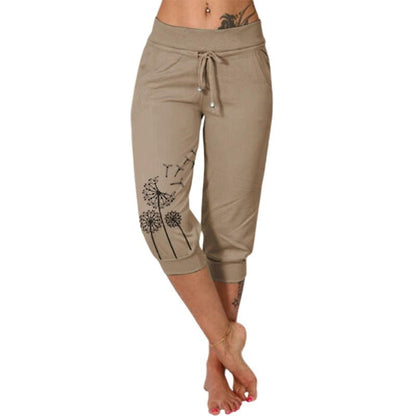 Pantalon de sport femme 7/8 imprimé fleurs colorés