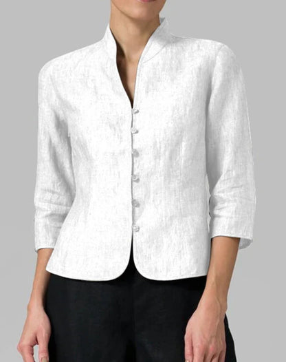 Veste Femme Tailleur Col Montant Gris Chine