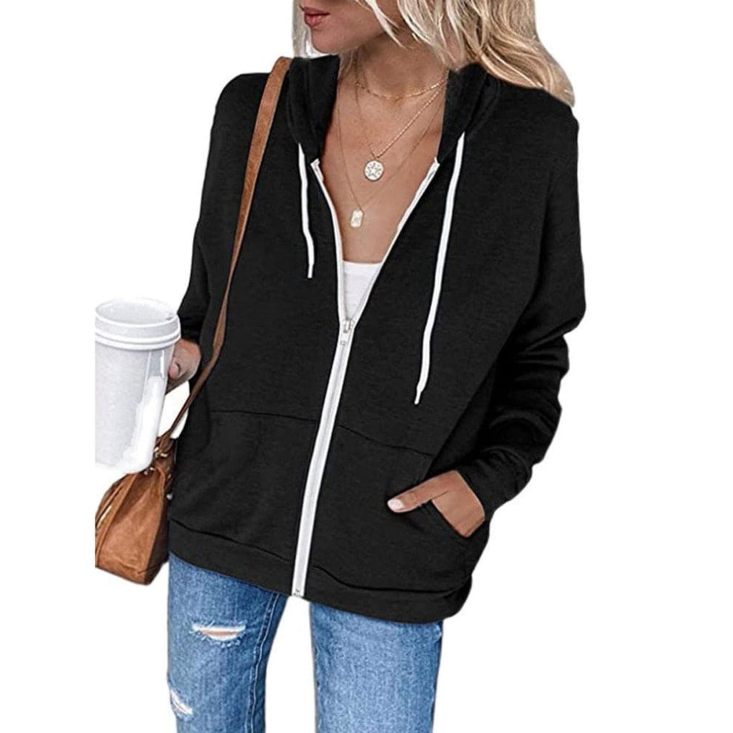 Sweat Féminin Capuche Zippé Chic - luxestyle