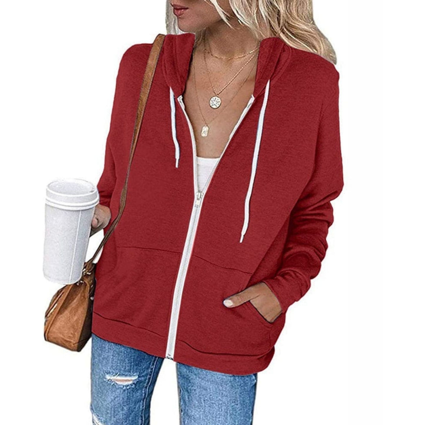 Sweat Féminin Capuche Zippé Chic