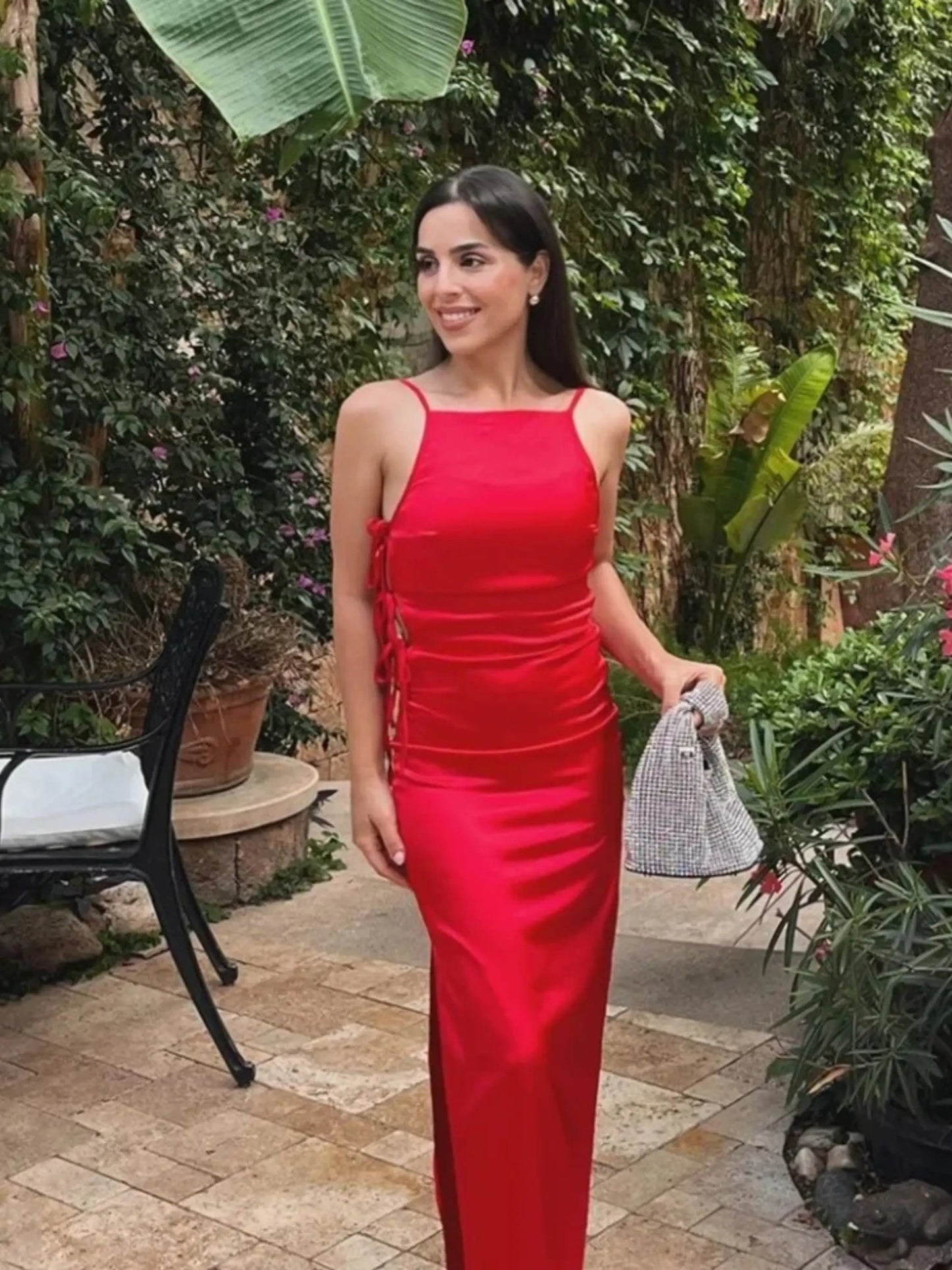 Robe longue femme élégante à lacets