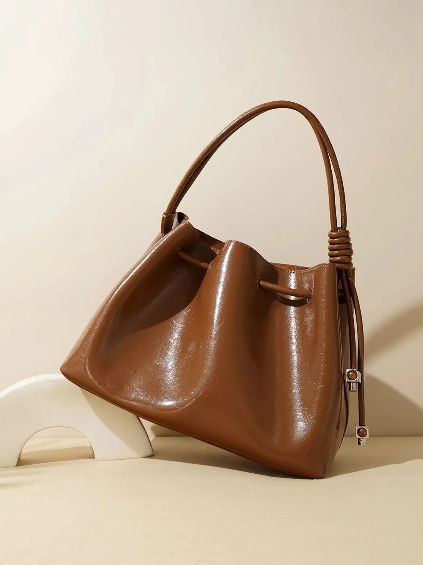 Sac à Main Brillant avec Fermeture à Cordon