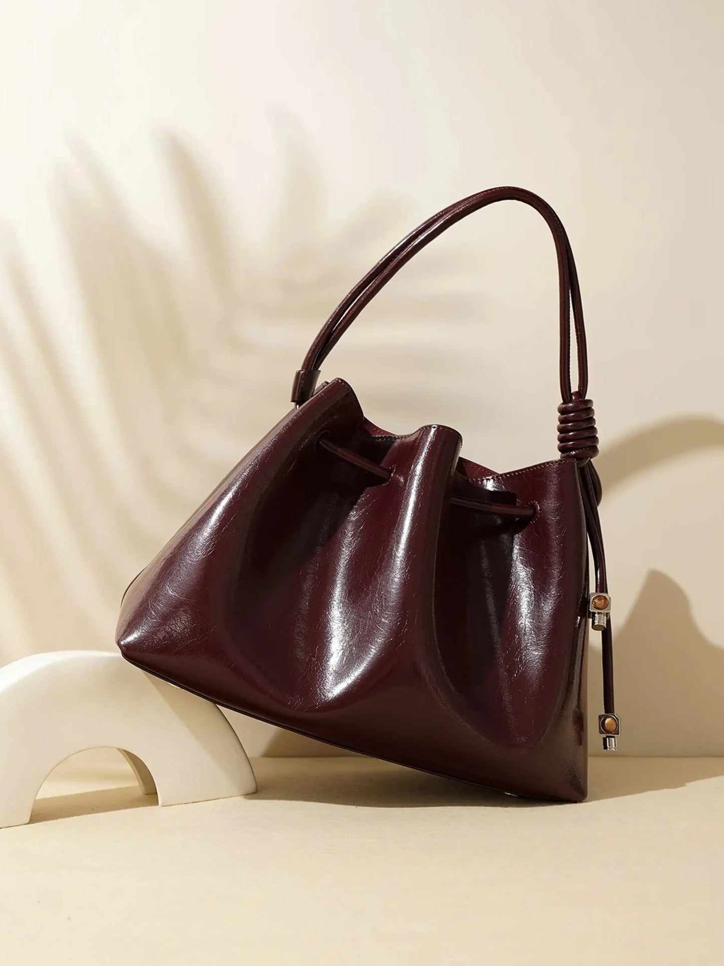 Sac à Main Brillant avec Fermeture à Cordon