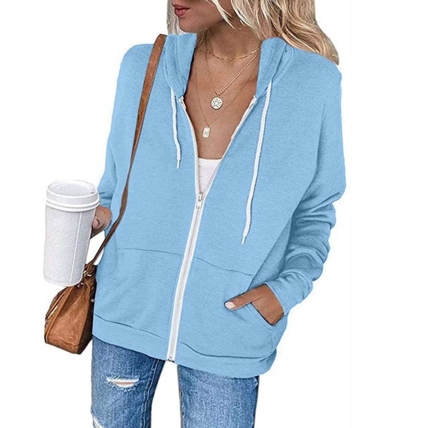 Sweat à Capuche Zippée Femme Élégant