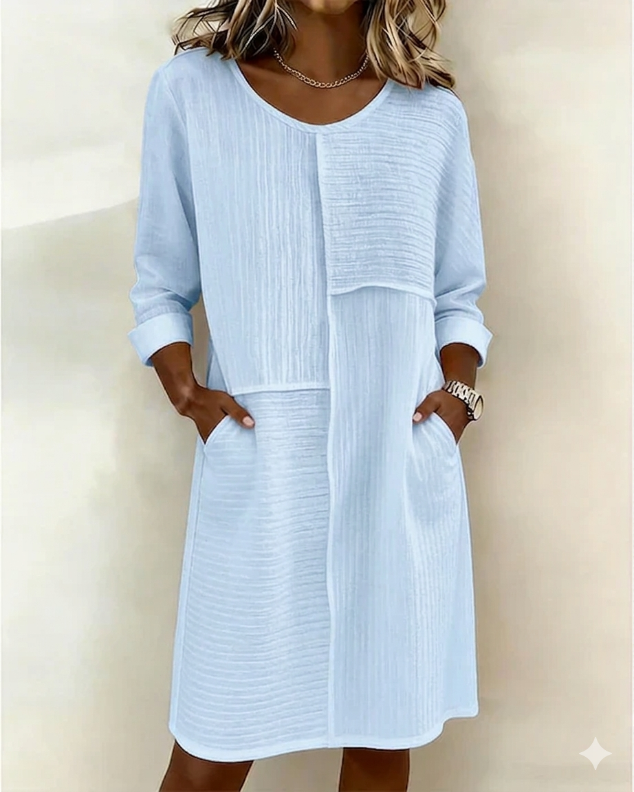 Robe Femme Coton Lin Texturée Coupe Fluide