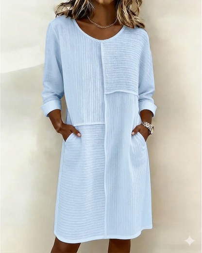 Robe Femme Coton Lin Texturée Coupe Fluide