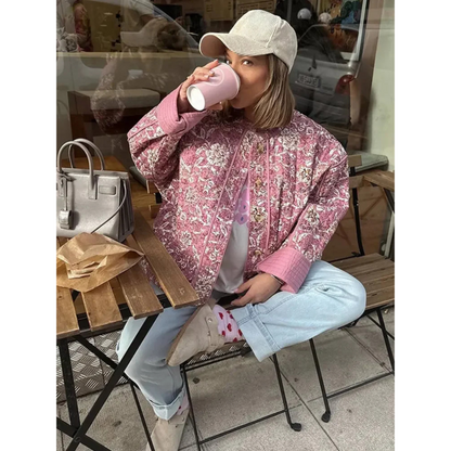 Veste femme légère imprimée fleurs tendance - PanierRoyale