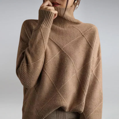 Pull Féminin Col Roulé Manches Longues Élégant
