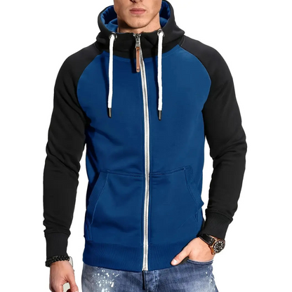Sweat à capuche zippé noir manches longues