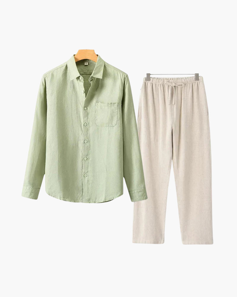 Costume Homme Lin En 2 Pièces Été Décontracté