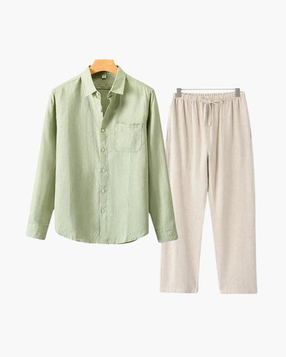 Costume Homme Lin En 2 Pièces Été Décontracté