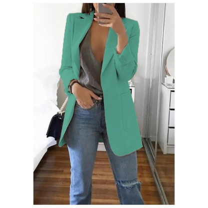 Veste Femelle Bleu Clair Détendue à Manches Longues