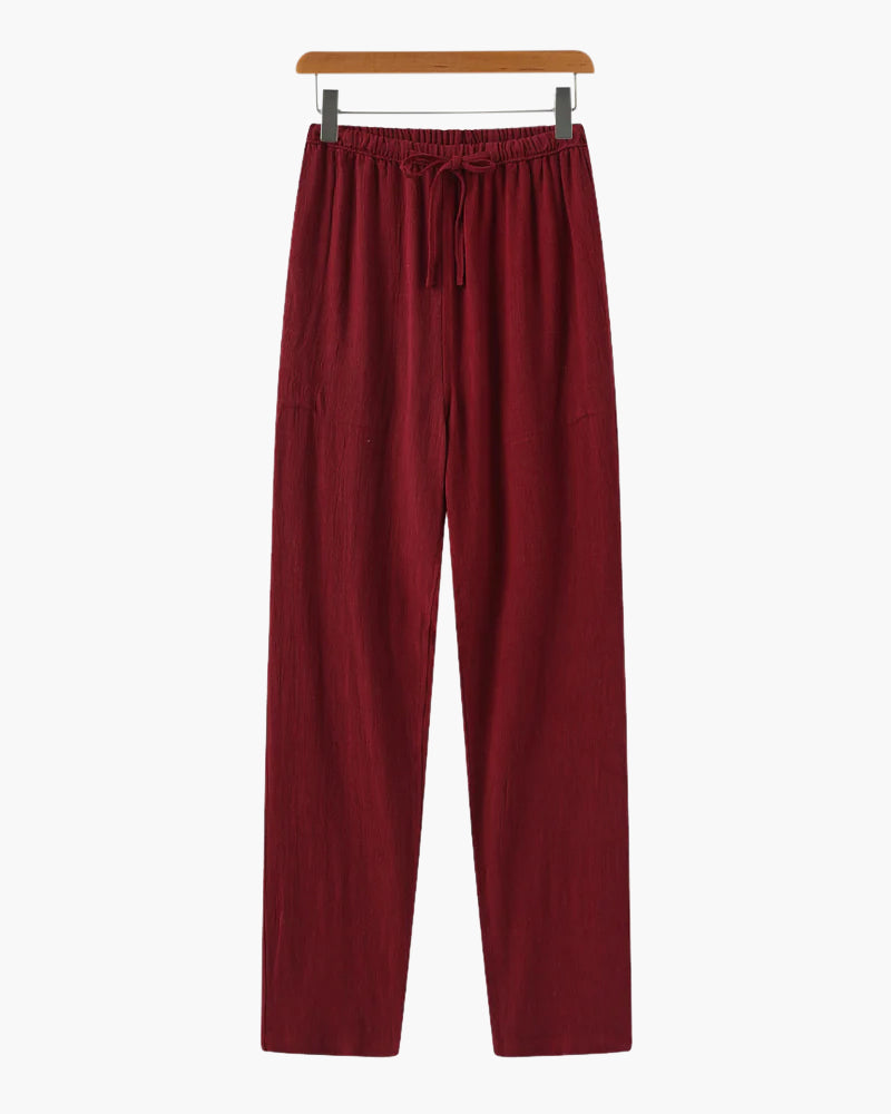 Pantalon Lin Slim Fit Homme pour Été en Lin avec Cordons