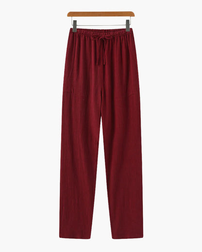 Pantalon Lin Slim Fit Homme pour Été en Lin avec Cordons