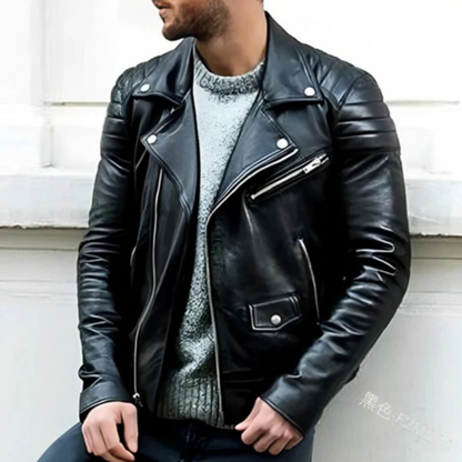 Blouson Cuir Homme Motard Vintage