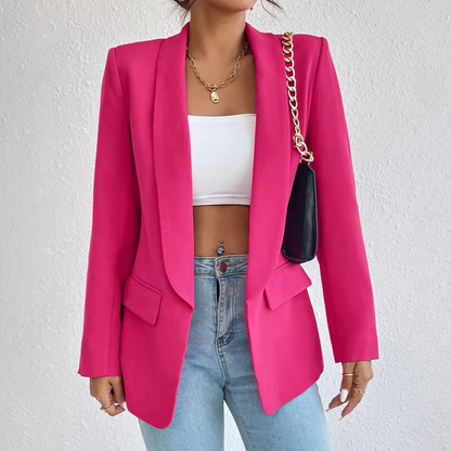 Blazer Femme Élégant Revers Cranté Décontracté
