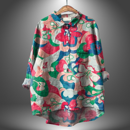 Chemise Manches Courtes Florale Femme Élégante