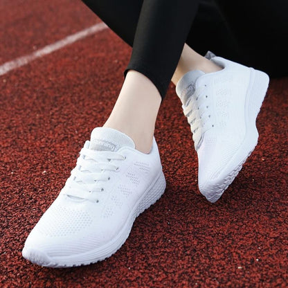 Chaussures running femme gris et rose respirantes