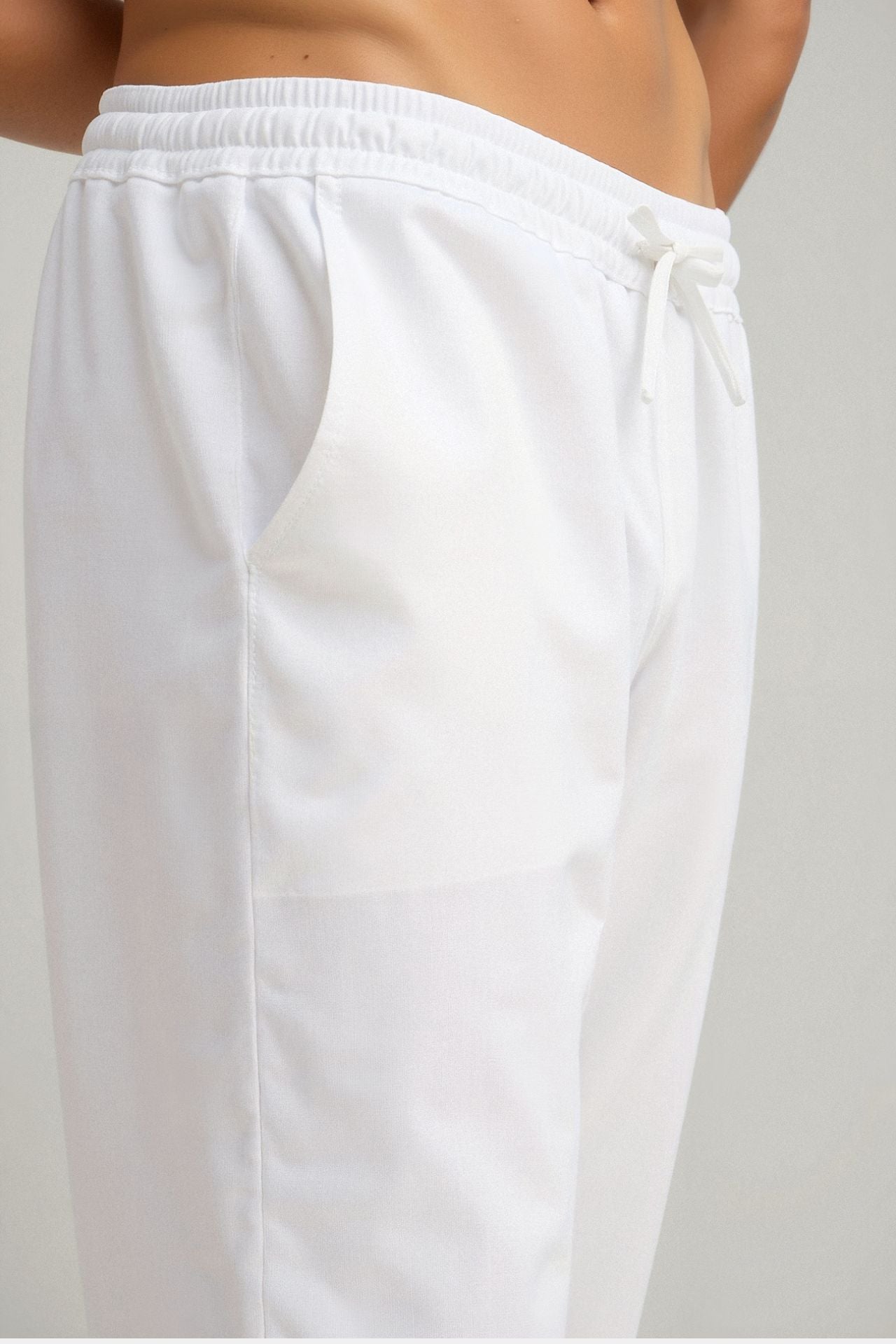 Pantalon de survêtement Homme Blanc avec Cordons de Serrage