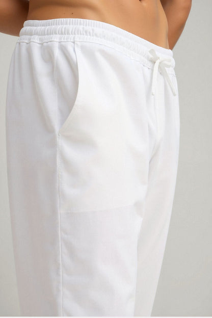 Pantalon de survêtement Homme Blanc avec Cordons de Serrage