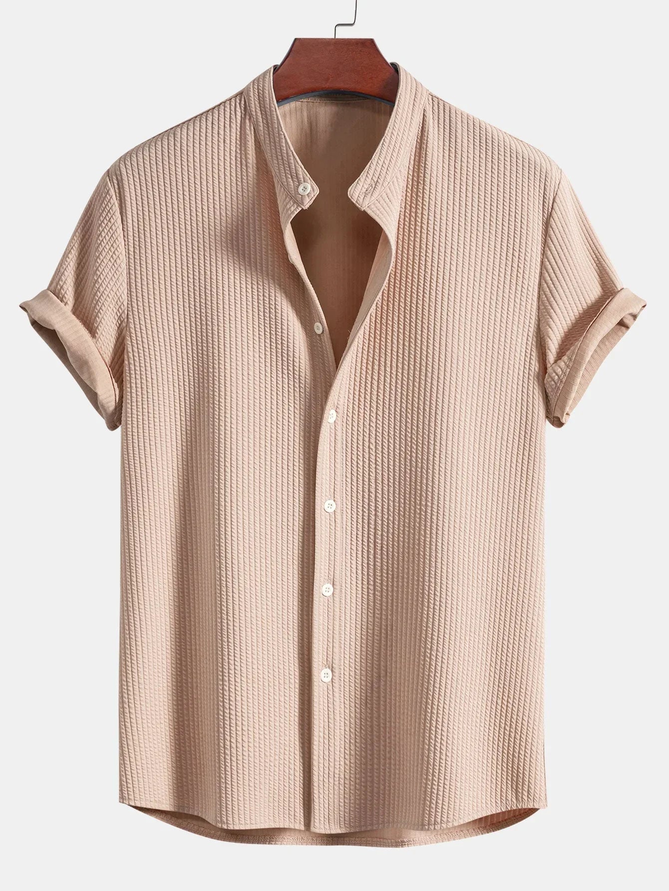 Chemise Polo Homme Lin Coton Classique avec Col Montant
