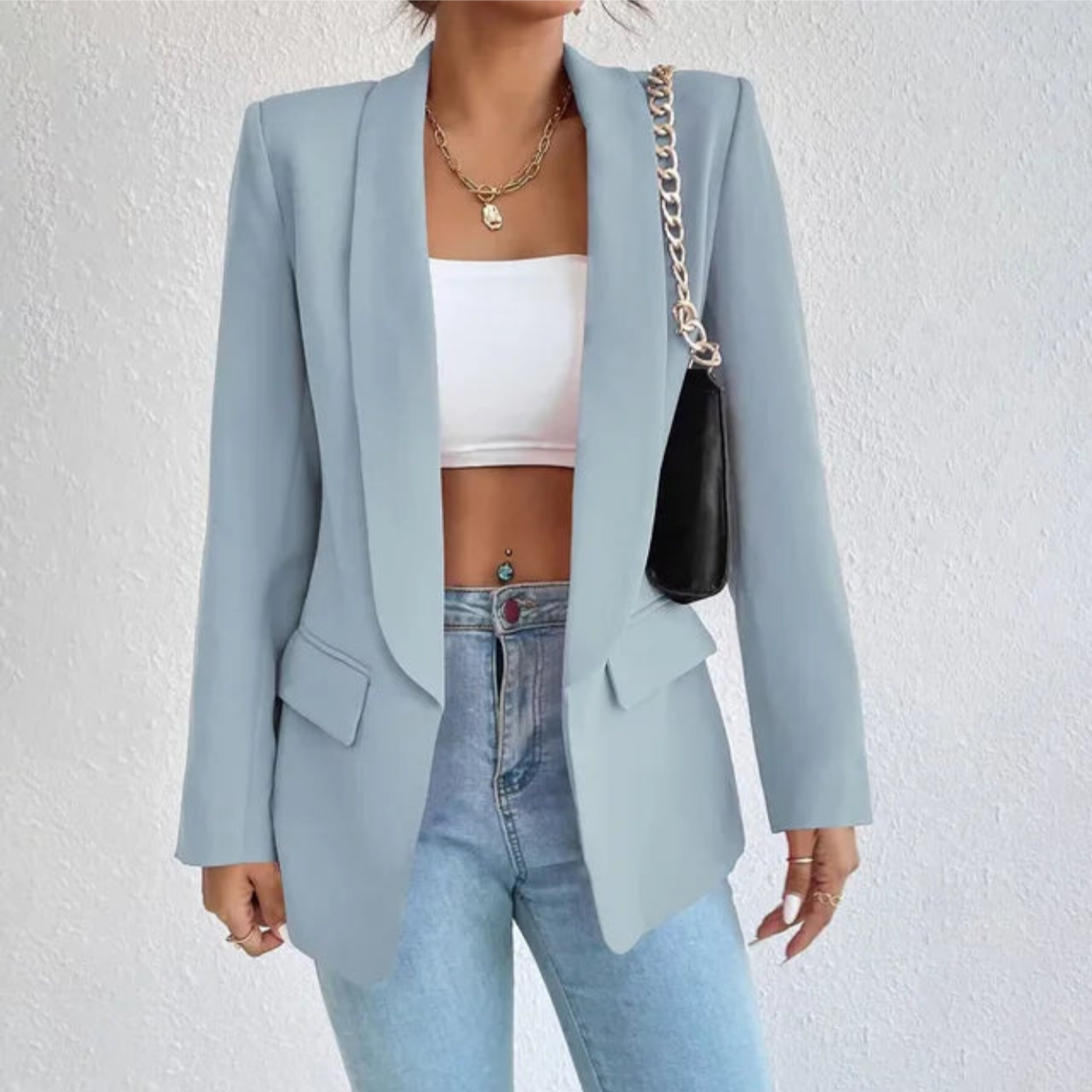 Blazer Femme Chic Grande Taille Longue Manche