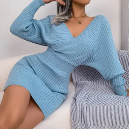 Robe Tricot Femme Élégante Manches Longues Comfort