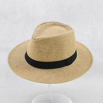Chapeau Panama Brun Authentique à Ruban Noir Élégant
