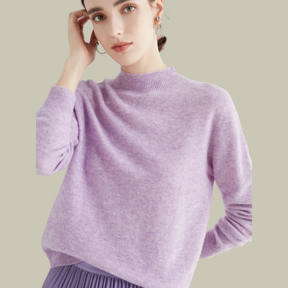 Pull Femme Col Rond en Laine Mérinos Chaud pour Hiver