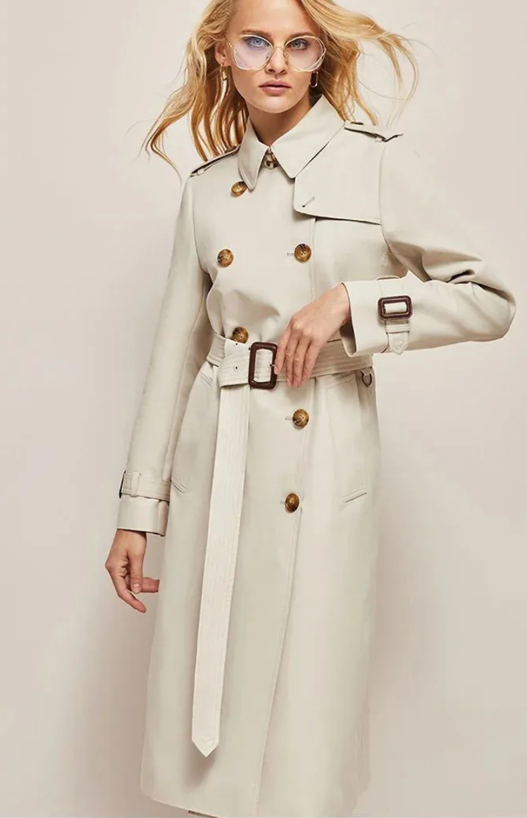 Manteau Femme Long Élégant avec Col Revers