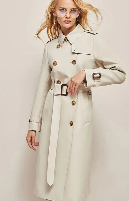 Manteau Femme Long Élégant avec Col Revers