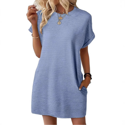 Robe Femme Décontractée Col Rond Poches Pratiques