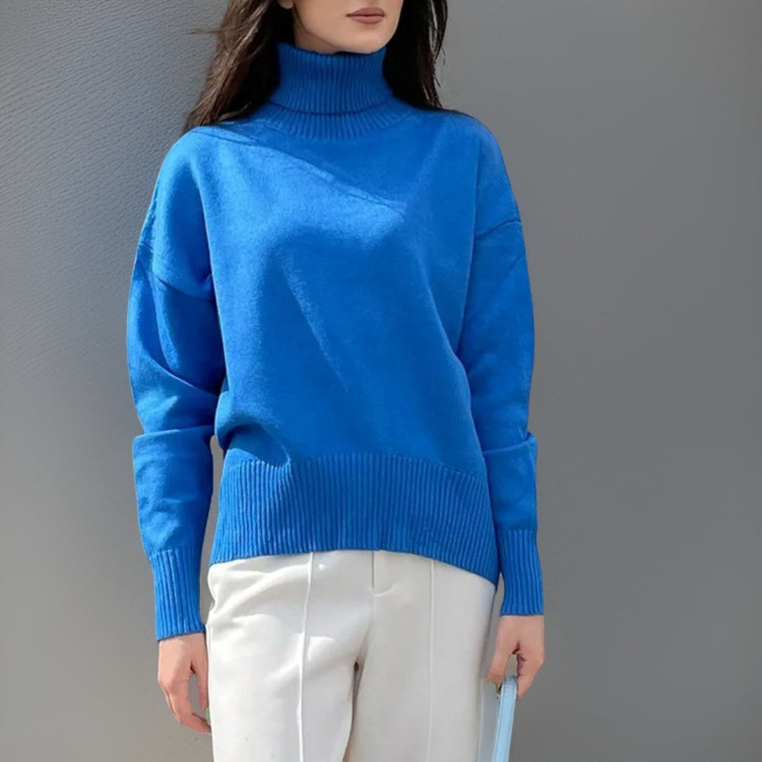 Pull Col Roulé Femme Élégant Hiver