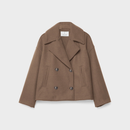 Veste Femme Chic - Manteau Court Élégant Double Fermeture