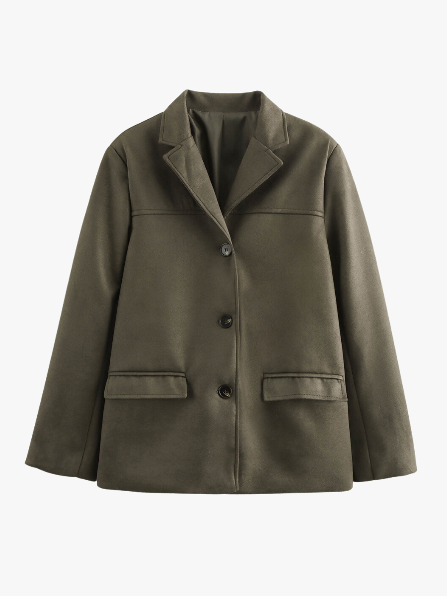 Blazer en cuir synthétique brun classique