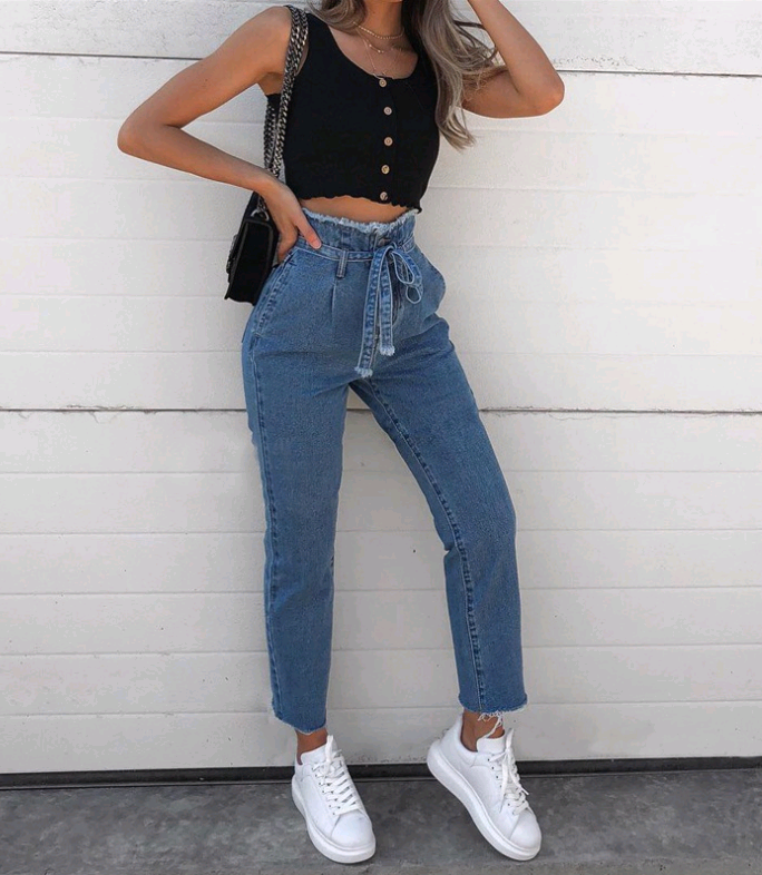 Jeans Femme Élastique Haut de Gamme avec Ceinture Avant - PanierRoyale