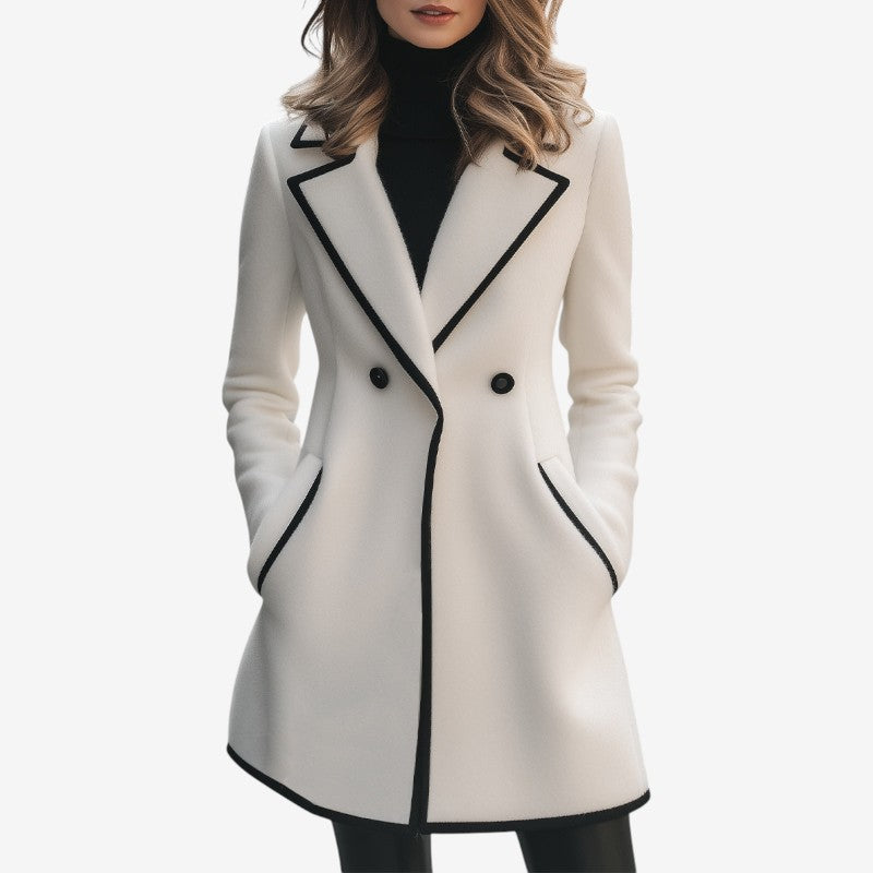 Manteau Femme Long à Manches avec Poches et Col Montant - PanierRoyale