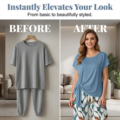 Ensemble Deux Pièces Femme Noué et Pantalon Fluide Imprimé