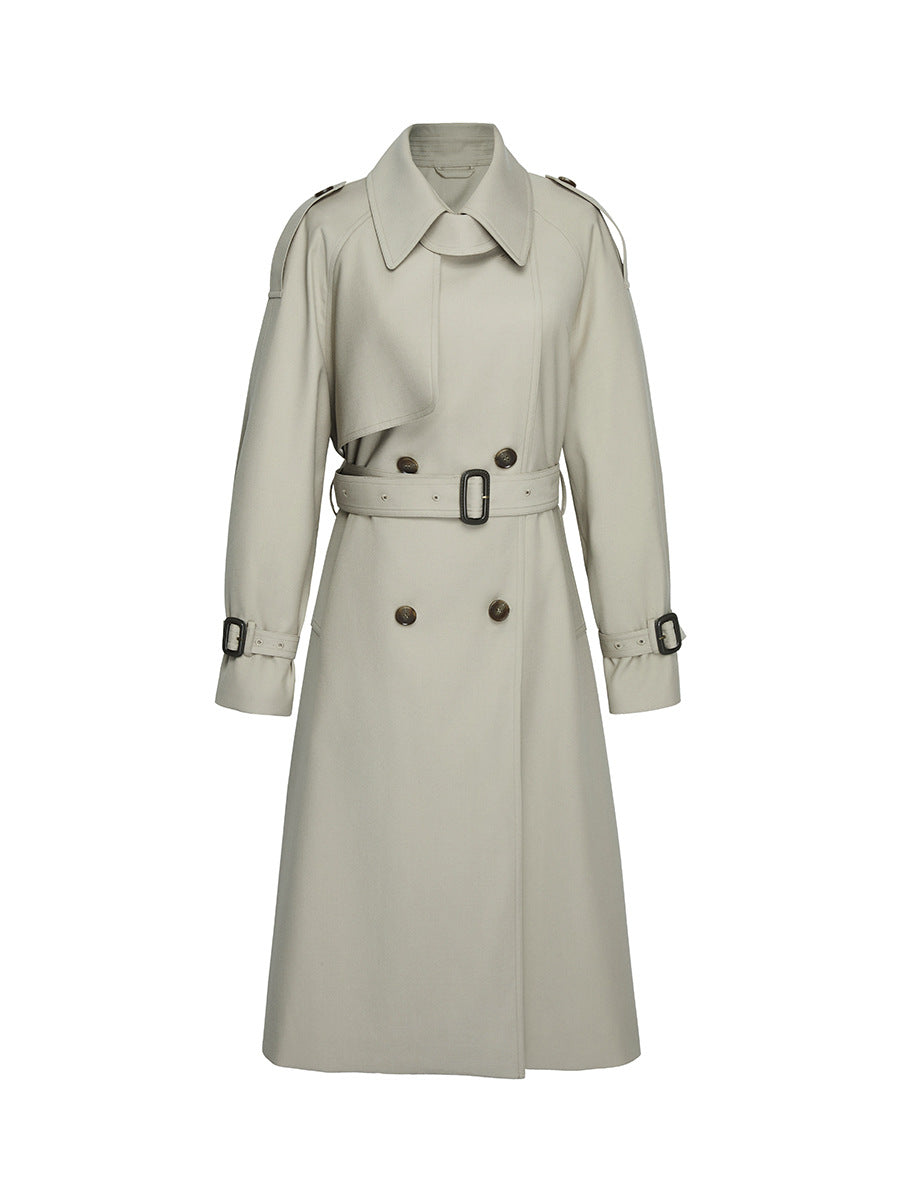 Manteau Trench Classique Beige Femme avec Ceinture Adjustative