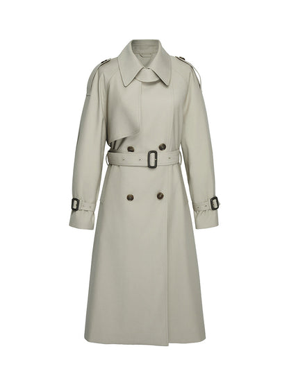 Manteau Trench Classique Beige Femme avec Ceinture Adjustative