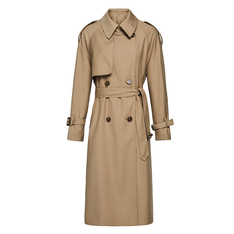 Manteau Trench Classique Beige Femme avec Ceinture Adjustative